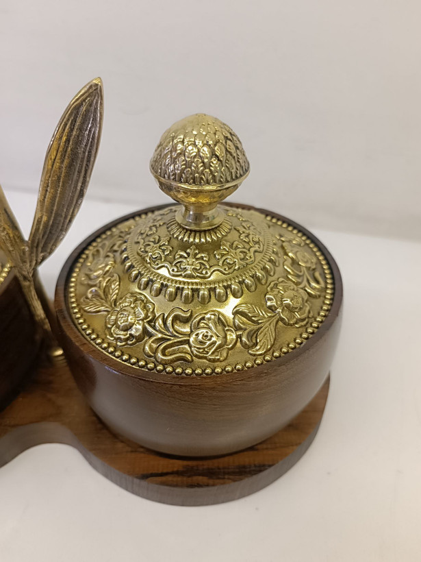 اردوخوری چوبی دوتایی مدل شیدا با طراحی شیک و طبیعی مناسب سرو تنقلات و مزه محصول فروشگاه متالوکس