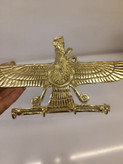 جاکلیدی دیواری تمام برنجی طلایی با نماد فروهر هخامنشی و چهار قلاب آویز کلید برند متالوکس