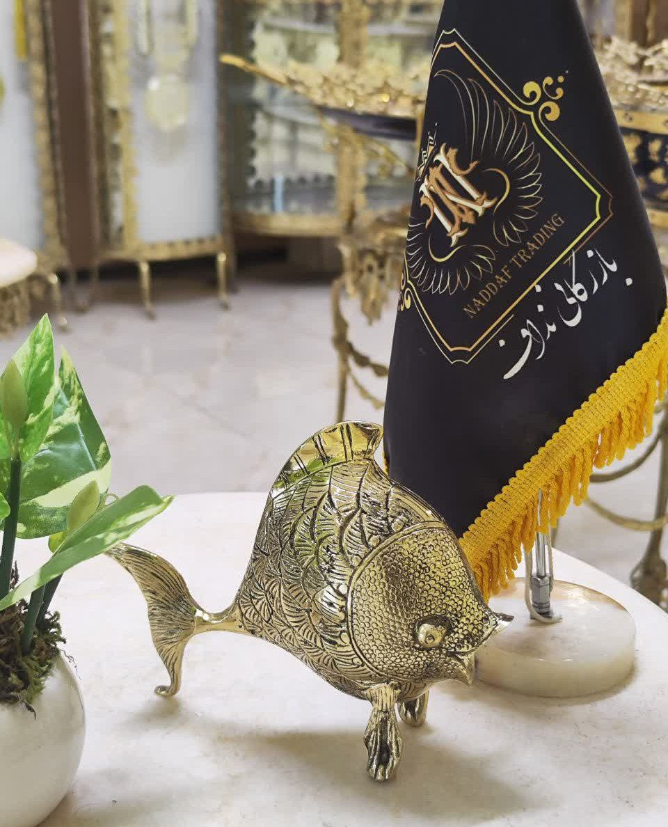 مجسمه ماهی تپل برنجی دکوری شیک و خاص متالوکس