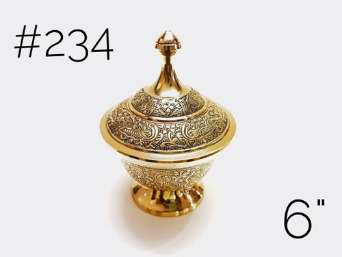 قندان برنجی پایه کوتاه طرح طاووس 6 اینچ کد 234، ظرف دکوری و پذیرایی لوکس از متالوکس