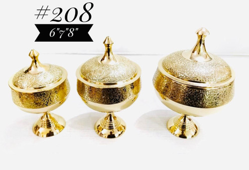 قندان رینگ پایه دار بدون دسته برنجی کد 208 با طراحی لوکس و پایهدار، مناسب پذیرایی و دکوراسیون میز