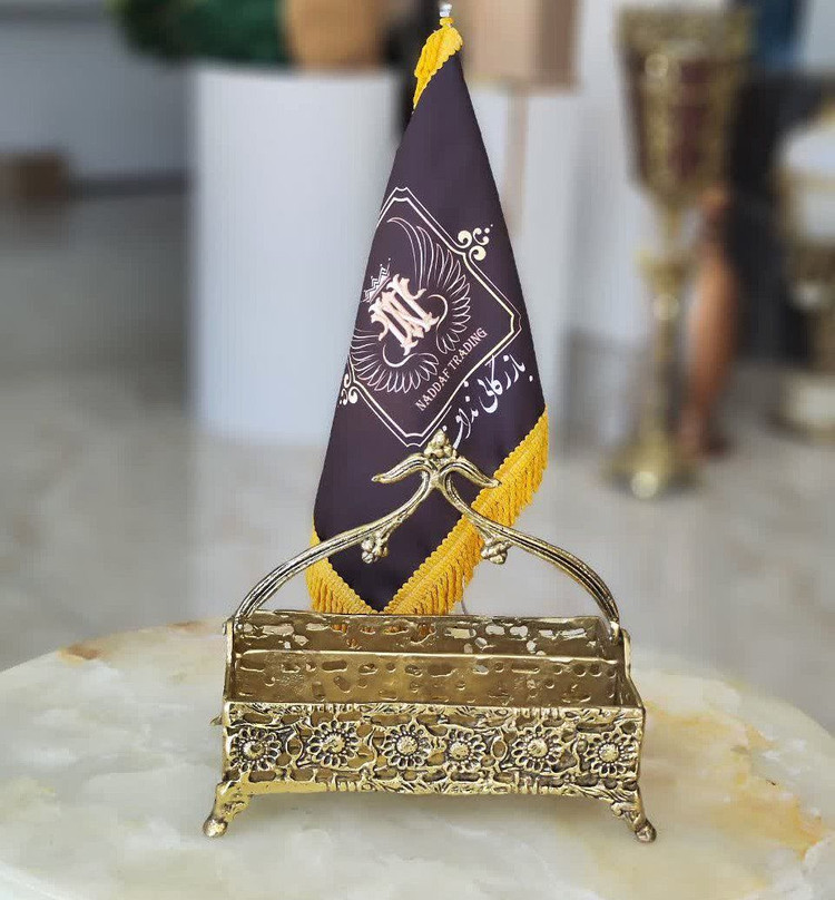 جا قاشقی سبدی دو قلو برنجی لوکس و درخشان مناسب میز پذیرایی فروشگاه متالوکس