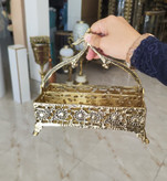 جا قاشقی سبدی دو قلو برنجی لوکس و درخشان مناسب میز پذیرایی فروشگاه متالوکس