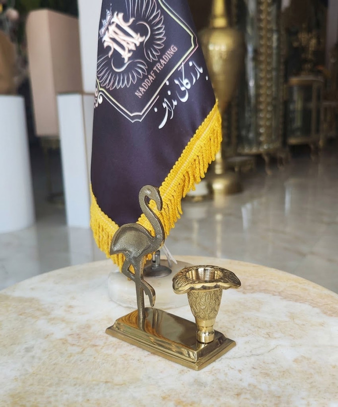 شمعدان و مجسمه برنجی طرح فلامینگو لوکس و درخشان برای دکوراسیون منزل فروشگاه متالوکس