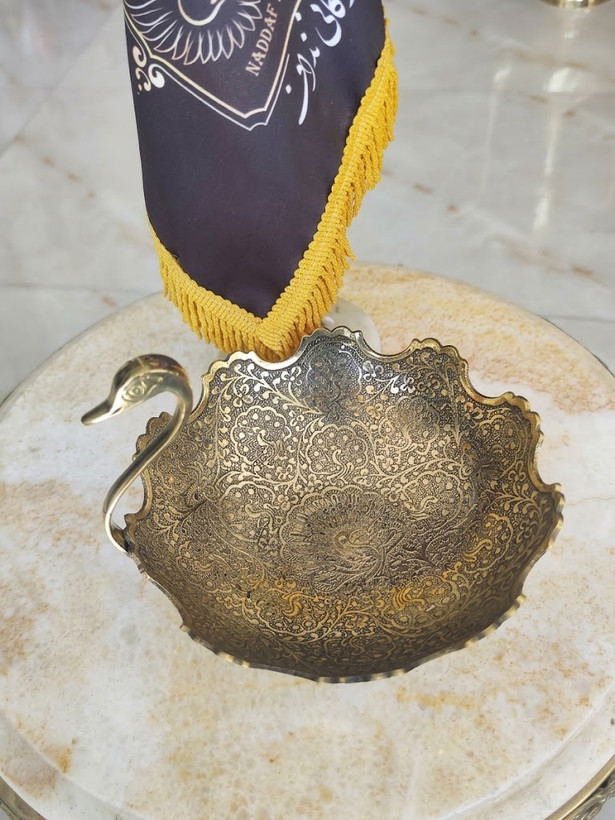 آجیل خوری برنجی طرح قو لوکس و درخشان مناسب پذیرایی و سفره عید فروشگاه متالوکس