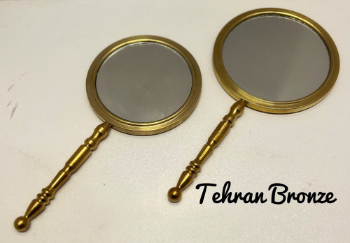 آینه برنجی دسته دار در دوسایز با جعبه